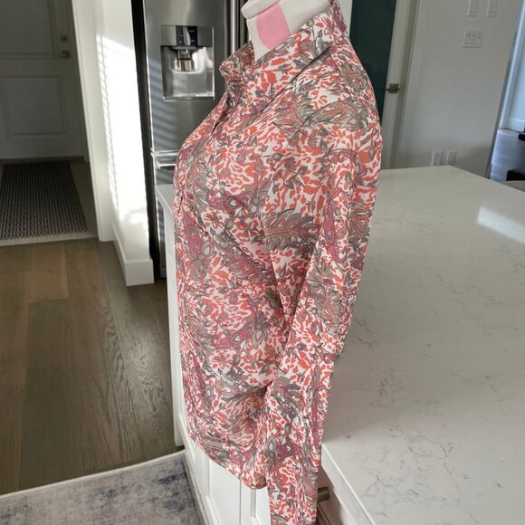 Daily Sports Born In Sweden LS 1/4 Snap Paisley Print Blouse Multi Color Sz M - Picture 3 of 9